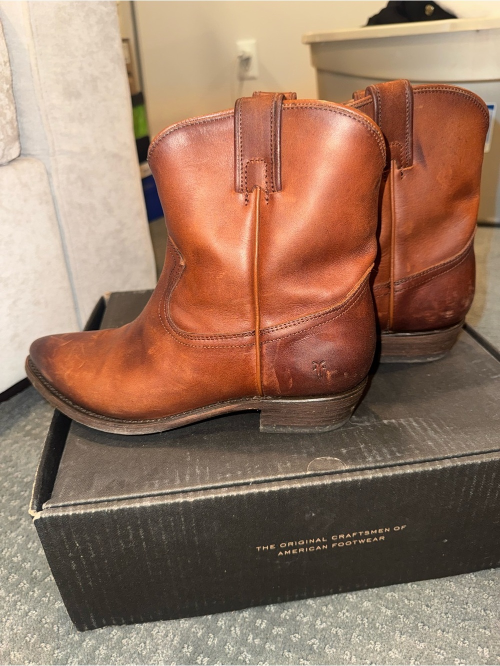 Frye Billy Short Women’s Chestnut Brown Leather Pull-On Boots in Renice Leather - Picture 3 of 7
